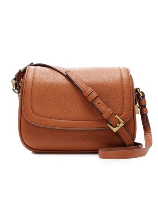 J. Crew Handbags - J. Crew Signet Flap Crossbody Bag in Pebbled Italian Leather Roasted Chestnut